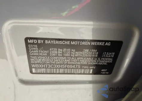 2017 BMW X1 xDrive28I from USA, damaged, VIN WBXHT3C3XH5F69475